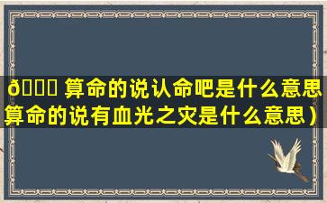 🕊 算命的说认命吧是什么意思（算命的说有血光之灾是什么意思）